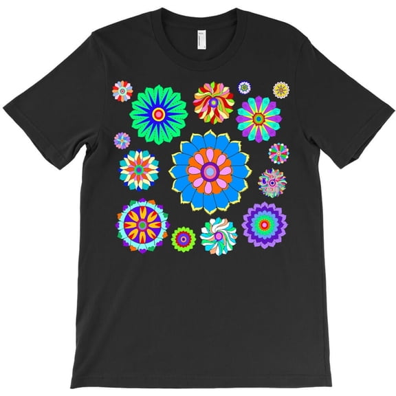 Hippie Psychedelic Floral Power Pattern Themed for a Flower Child Art - High Quality H101 Unisex T-Shirt, Up to 5XL Available