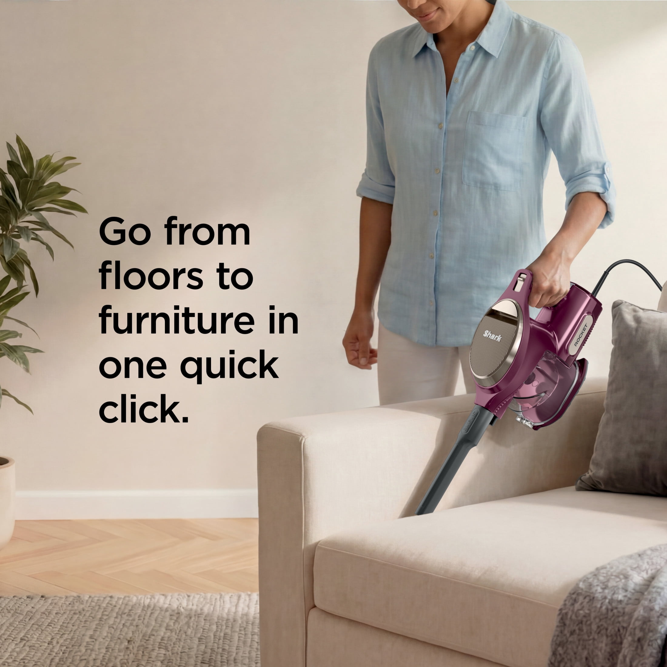 Shark Rocket Turbo Corded Stick Vacuum, with Self-Cleaning Brushroll, Powerful Pet Hair Pickup, Handheld Conversion, Swivel Steering, Easy-Empty Dust Cup, TV300 Magenta