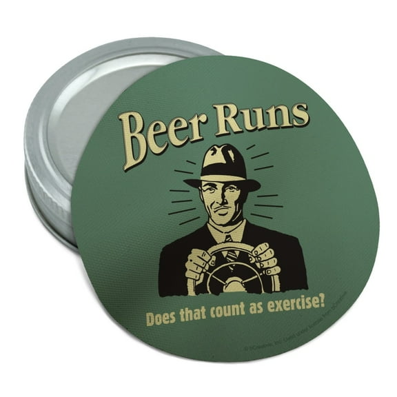 Beer Runs Does That Count as Excercise Funny Humor Retro Round Rubber Non-Slip Jar Gripper Lid Opener