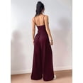 thumbnail image 6 of Women'S Summer Jumpsuit Spaghetti Strap One-Piece Outfit Wide Leg Baggy Pants Romper Wine Red L, 6 of 7