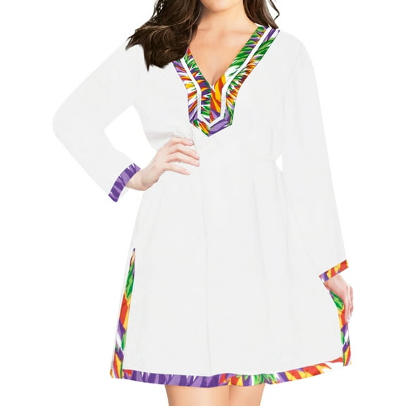 HAPPY BAY Women's Beachwear Swimsuit Coverups Summer Swim Beach Dress Cover ups for Swimwear Bathing Suit Cover-up Short Shirt for Women XL-XXL Snow White_AC554