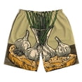 thumbnail image 3 of Uemuo Vintage Garlic Bread Illustration Pattern Men's Swim Trunks Hawaiian Beach Bathing Suit Swimsuits Beach Quick-Dry Shorts with Pockets-Large, 3 of 9
