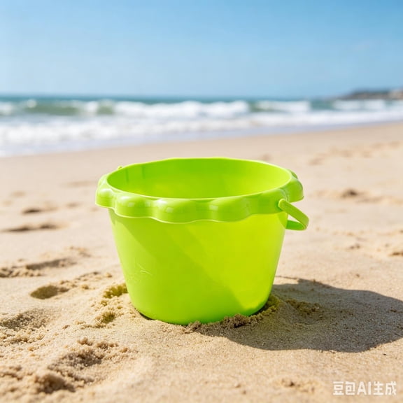 Kids Beach Sand Bucket, Colorful Plastic Toy Pail for Sandcastle Building & Water Play