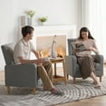 thumbnail image 5 of Single Sofa Armchair — Upholstered Lounge Seat with Removable Pillow and Sturdy Wood Legs, Light Grey, 5 of 9