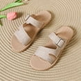 thumbnail image 5 of HomeDM Women's Espadrilles Flat Sandals Open Toe Slip On Summer Dressy Comfortable Slide Sandals, Khaki Size 7, 5 of 7