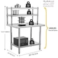 thumbnail image 2 of Uforic 30 x 24 In 4-Tier Stainless Steel Work Table with Overshelves, Hooks, Metal Prep Table for Commercial Kitchens and Restaurants, 2 of 5