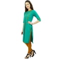 thumbnail image 4 of Phagun Women Solid Pattern Mandarin Collar Straight Kurti Indian Designer Ethnic Dress, 4 of 6