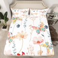 thumbnail image 2 of Watercolor Floral Butterfly Fitted Sheet King Size, Coral Beige Flower Bed Sheets For Teens Adult Women Bedroom, Rustic Farmhouse Sheet Set Pastoral Branches Aesthetic Bedding Set, 2 of 6