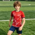 thumbnail image 2 of LIIPEE Summer Outfits For Boys Athleisure Graphic Short Sleeve Tees Solid Color Shorts 2 Piece Set Kids Quick Drying Breathable Sports Training Outfit Sets,5-6 Years, 2 of 6