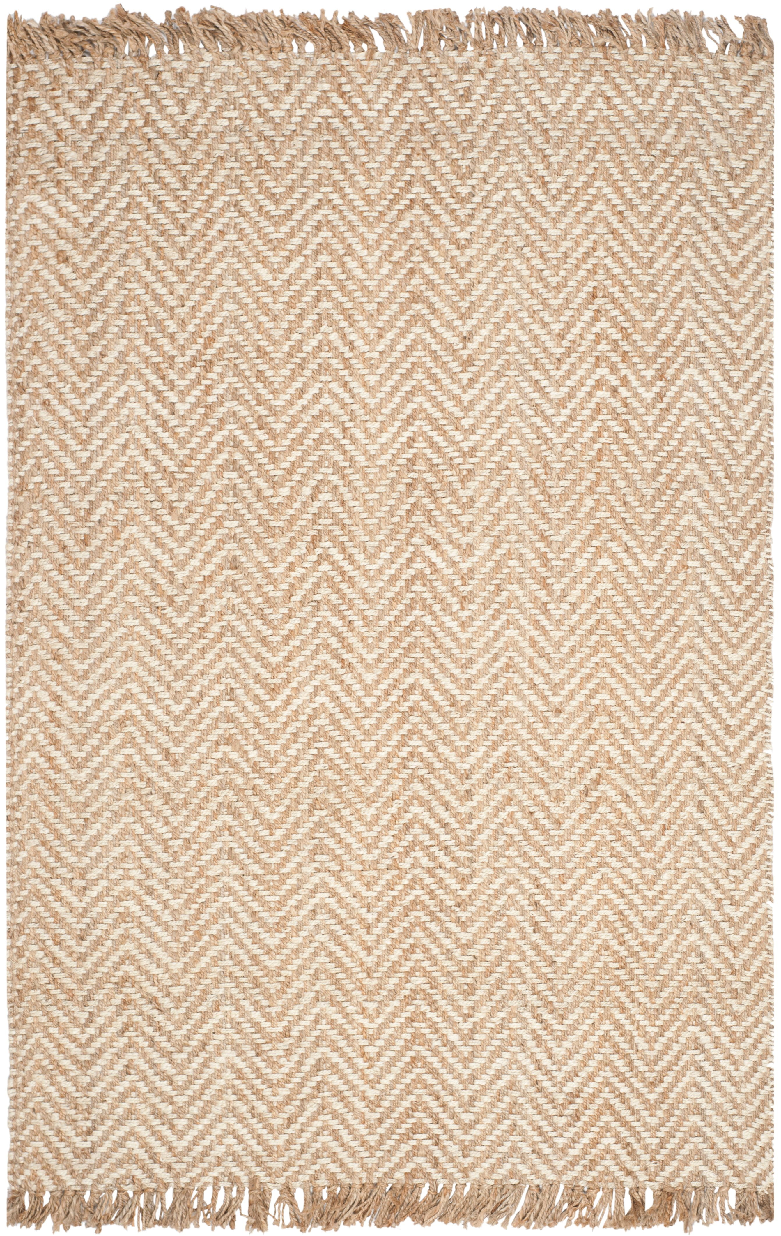 SAFAVIEH Natural Fiber Gillian Chevron Jute Area Rug, Bleach/Natural, 6' x 9'