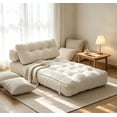 thumbnail image 3 of UHOMEPRO Convertible Sleeper Chair, Folding Sofa Bed with Headrest, Lumbar Pillow, High-Density Foam, Portable Floor Sofa for Living Room Bedroom, White, 3 of 6