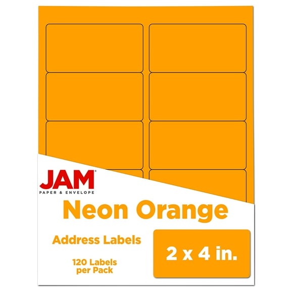 JAM Paper Shipping Labels, 2 x 4, Neon Fluorescent Orange, 120 per Pack