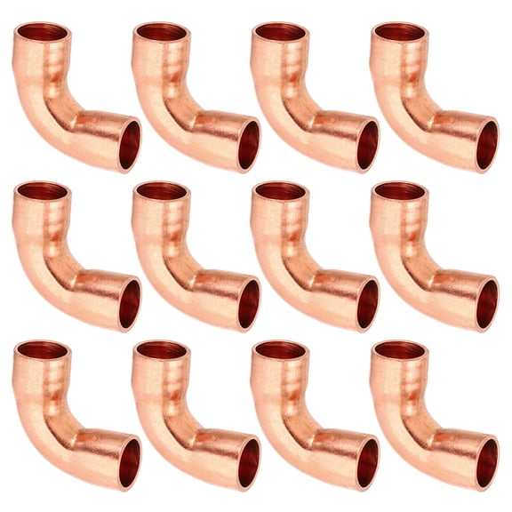Uxcell 1/4" ID 0.8mm Thick Elbow Copper Fitting 12pcs Short Radius Sweat Solder Pure Copper Tube Connector