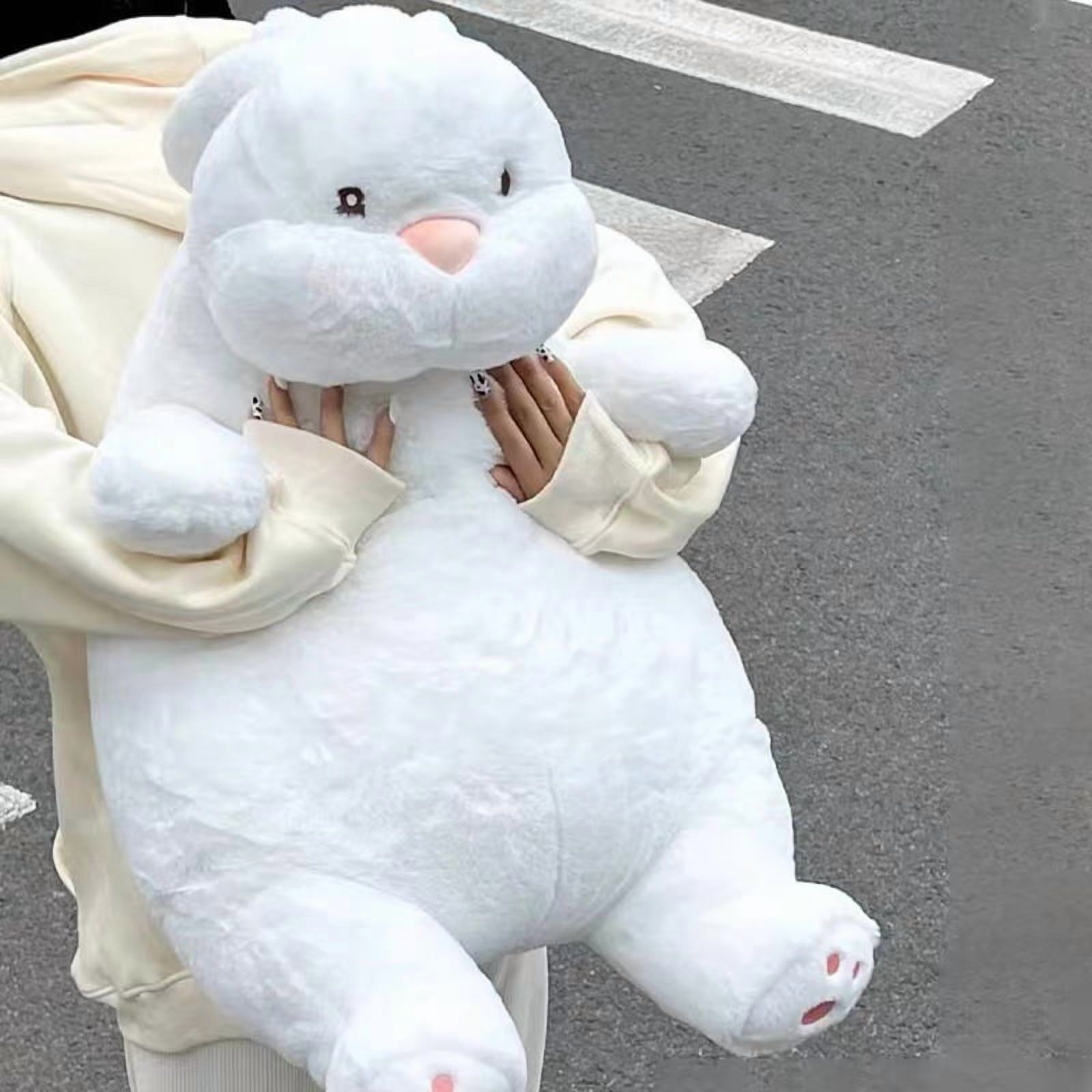 Chubby Lazy Rabbit Plush Toy, Soft Huggable Bunny Stuffed Animal, Cute Cuddle Pillow Buddy, Perfect Easter Gift for Kids Adults Rabbit Lovers