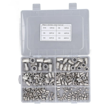 Kit Assortiment 285 Pièces Rivet Nuts (écrous à River) SAE - #6-32 à 3/8-16 - Hapric - Acier Carbone - Neuf