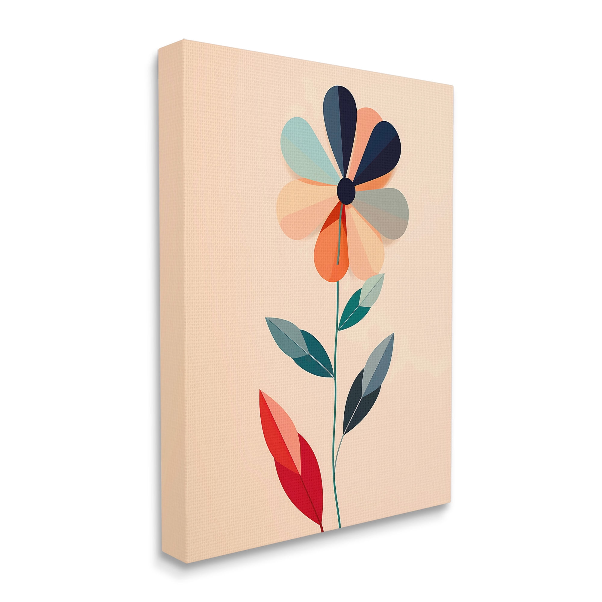 Stupell Industries Geometric Daisy Flower Botanical & Floral Painting Gallery Wrapped Canvas Art Print Wall Art, 24 x 30