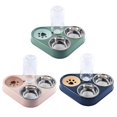 thumbnail image 2 of 3 in 1 Stainless Steel Pet Dog Feeder Bowl With Dog Water Bottle Cat Automatic Drinking Cat Food Bowl Pet Feeder ShopWise Round, 2 of 14