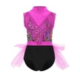 thumbnail image 2 of iixpin Girls Salsa Jazz Dress Sleeveless Backless with Shiny Sequins in Color Block Pattern Hip Tassels Dance Jumpsuit Hot Pink 16, 2 of 6