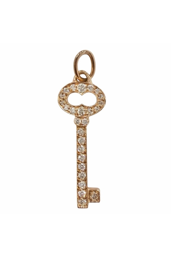 Pre-Owned TIFFANY&Co. Tiffany Vintage Oval Key Mini Diamond 26P 750 (PG) Pendant Top Pink Gold...