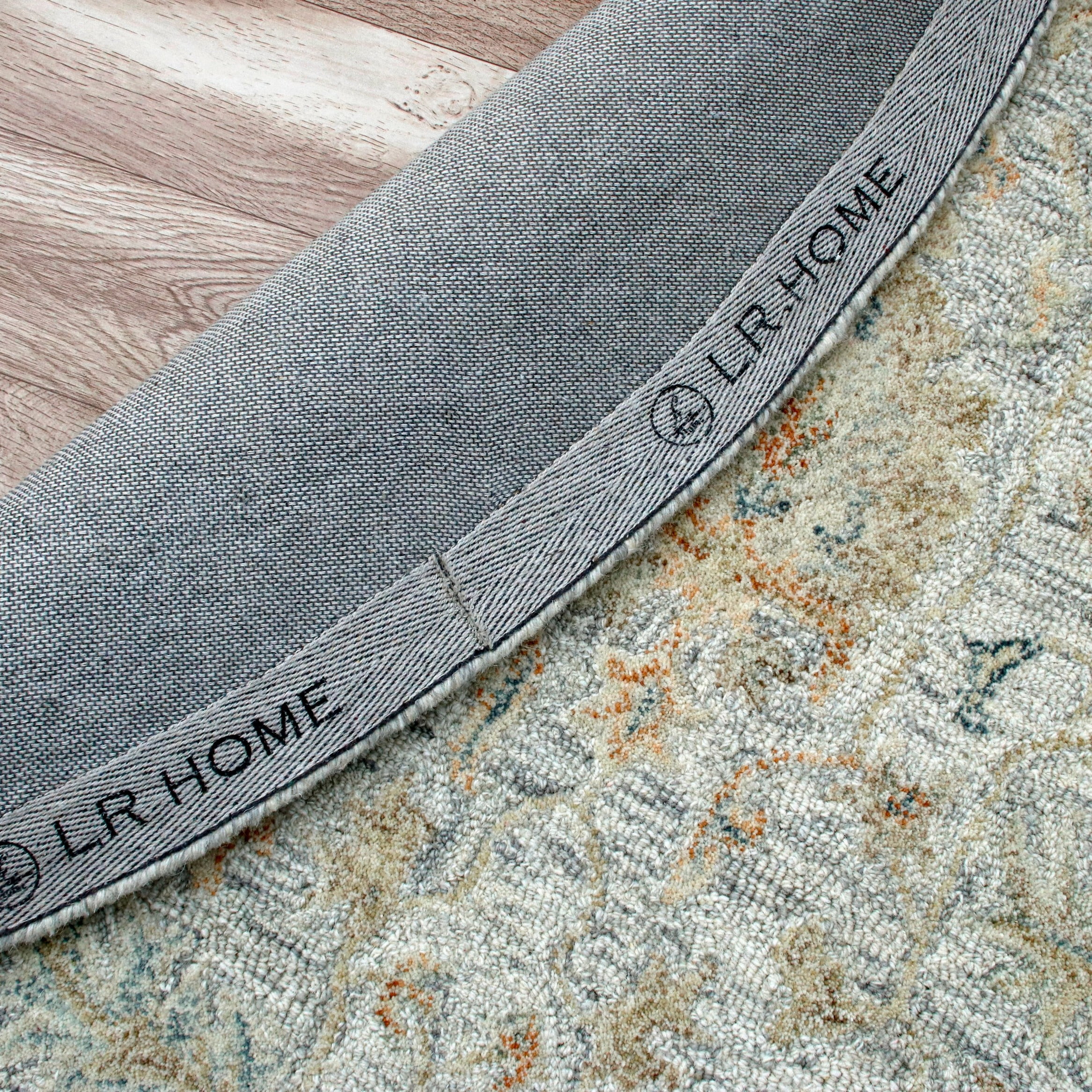 LR Home Viane Credo Blue/Taupe Vintage Floral Wool Round Rug, 8'6" Round
