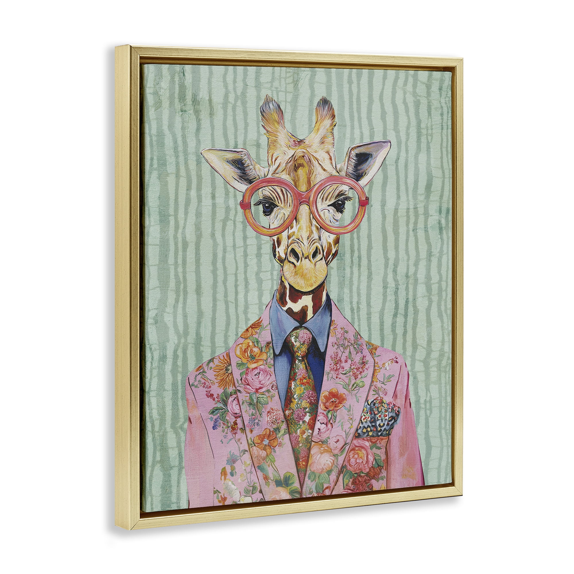 Stupell Industries Tall Stylish Giraffe Gold Framed Floater Canvas Wall Art, design by Svetlana Aleynikova