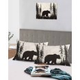 thumbnail image 5 of Black Bear Pillow Covers Queen Size 2 Pack, Vintage Forest Cabin Animals Silhouette Soft Bed Throw Pillowcases Breathable Cooling Long Lumbar Body Pillow Sham Cover for Bed Sofa 20''x30'', 5 of 7