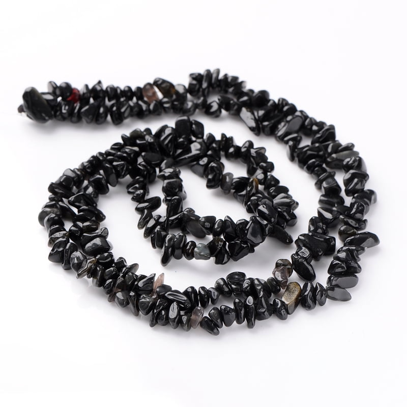 20Strand Natural Obsidian Bead Strands Chips 5~10mm Hole: 0.8mm 31.5 inch Material Natural Obsidian