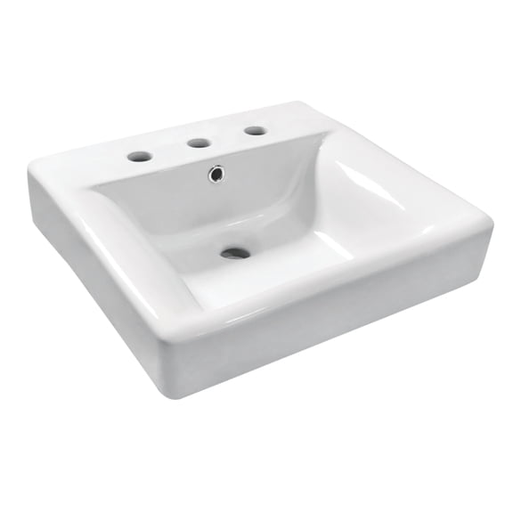 Kingston Brass EV2019W38 NuvoFusion 20-Inch Ceramic Console Sink (8-Inch, 3-Hole) in White
