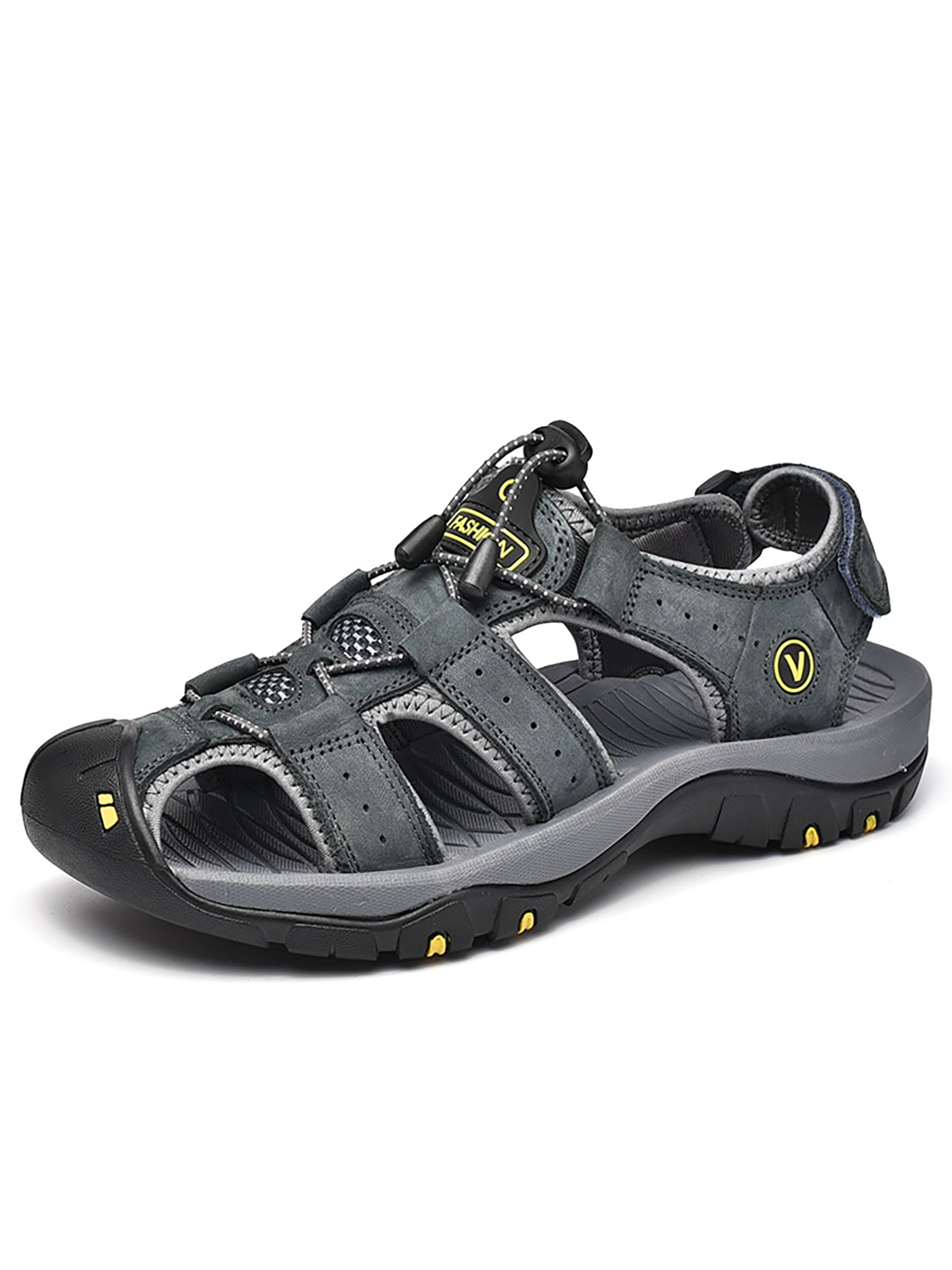 Mens Casual Hiking Genuine Closed-Toe Sandals Summer Sandals Outdoor Beach Shoes 