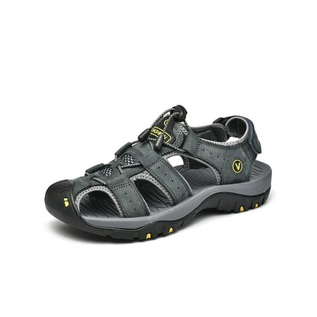 

Daeful Men Beach Shoe Non-Slip Fisherman Sandal Closed Toe Sandals Comfortable Drawstring Driving Shoes Men s Fashion Gray 9