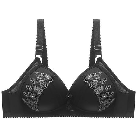 Yyeselk Push Up Bras for Women Full Coverage Seamless Comfort Bras Wireless Everyday Adjustable Bra Wire Free Breathable Bra Black M