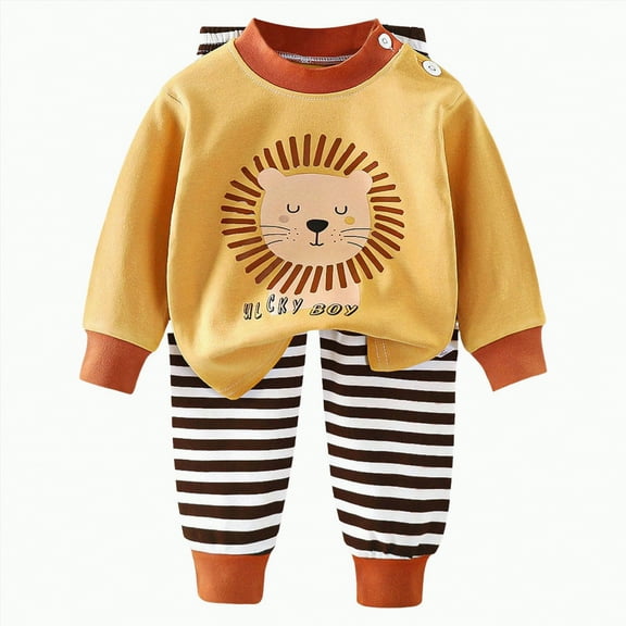 HCNTES Toddler Boy Girl Clothes Sweatshirts Long Sleeve Tops Pants Outfit Fall Winter Baby Hooded Clothe Set(Style6-Yellow,12-18 Months)