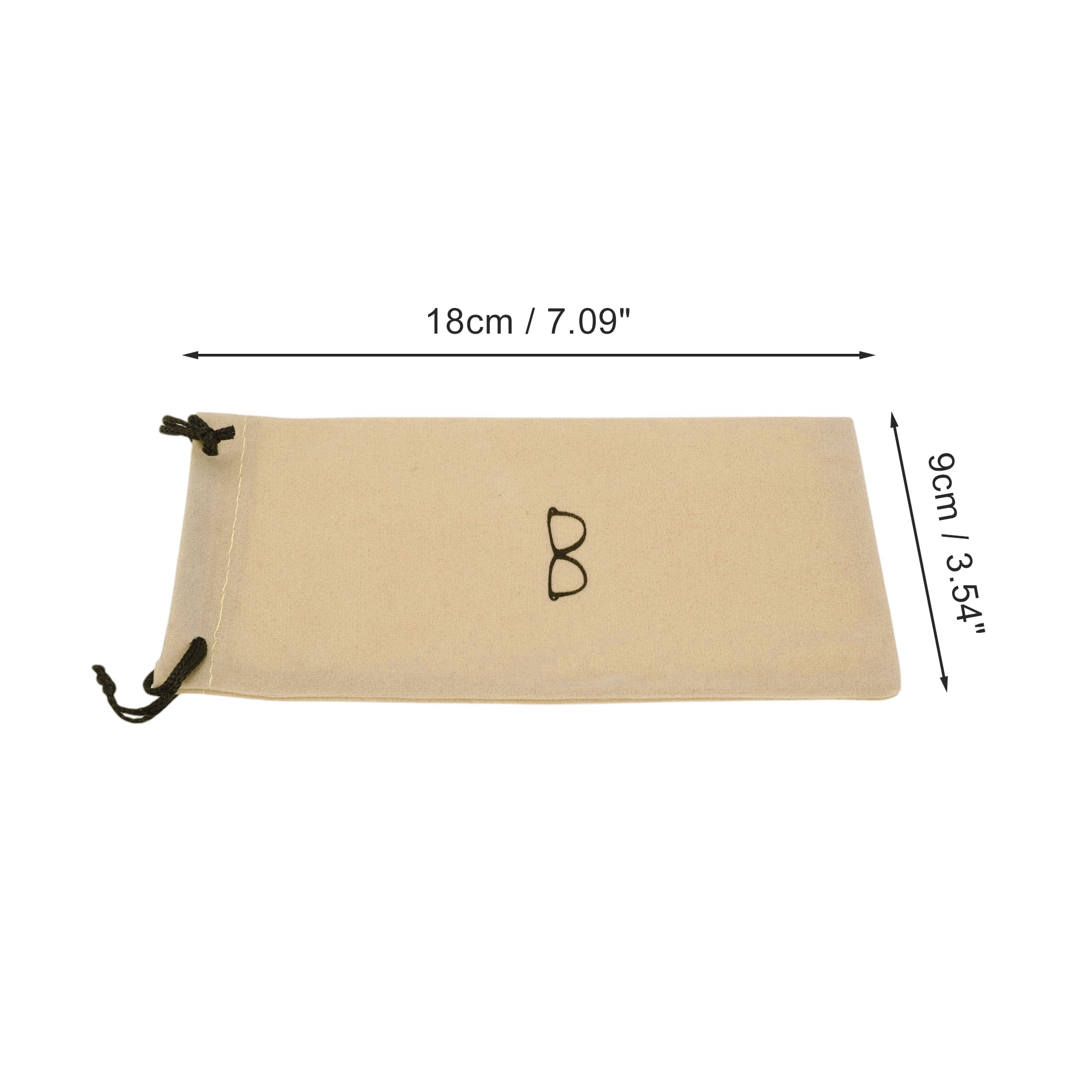 Unique Bargains Flocking Cloth Portable Drawstring Eyeglass Pouch 7.09"x3.54" Khaki