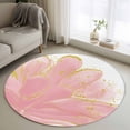 thumbnail image 2 of Pink Gold Large Area Rugs for Bedroom Living Room, Soft Non Slip Carpet Bedside Rug, Boho Modern Abstract Minimalist Aesthetic Flower Round Floor Cover Kitchen Accent Rug 3.3' for Dining Room/Office, 2 of 9