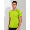 thumbnail image 4 of JanJean Men's Athletic Short Sleeves T-Shirt Quick Dry Performance Tee Shirt Gym Yoga Workout Tops Fluorescent Green 6XL, 4 of 7