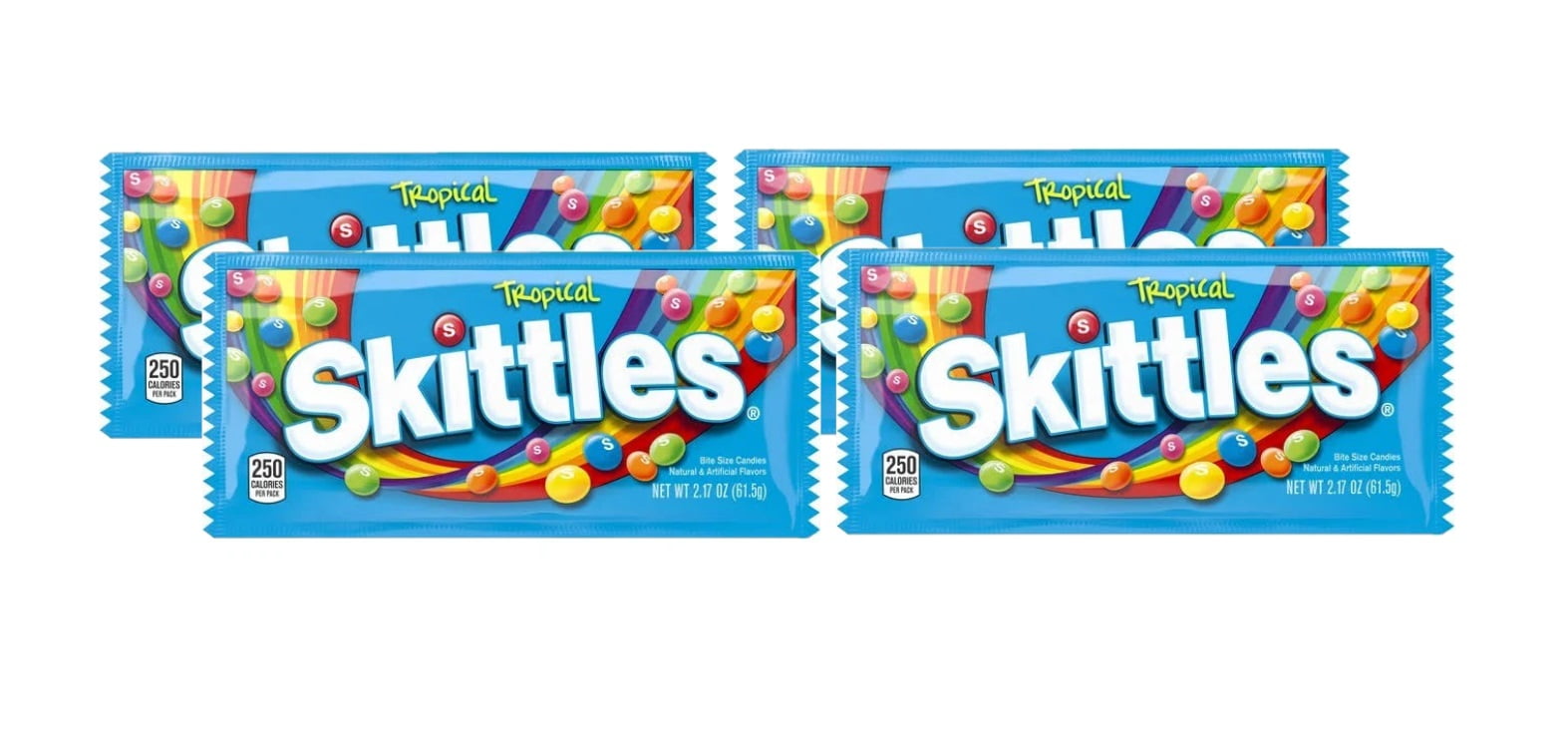 4 Pack | Skittles Tropical Flavored Fruit Candy | 2.17 oz Bags
