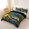 thumbnail image 2 of Catabedysis Stained Glass Camping Bedding,Tent Van Print Duvet Cover Full For Boys,Multicolor,Black Reversible,3 Pieces,1 Duvet Cover and 2 Pillowcases, 2 of 6