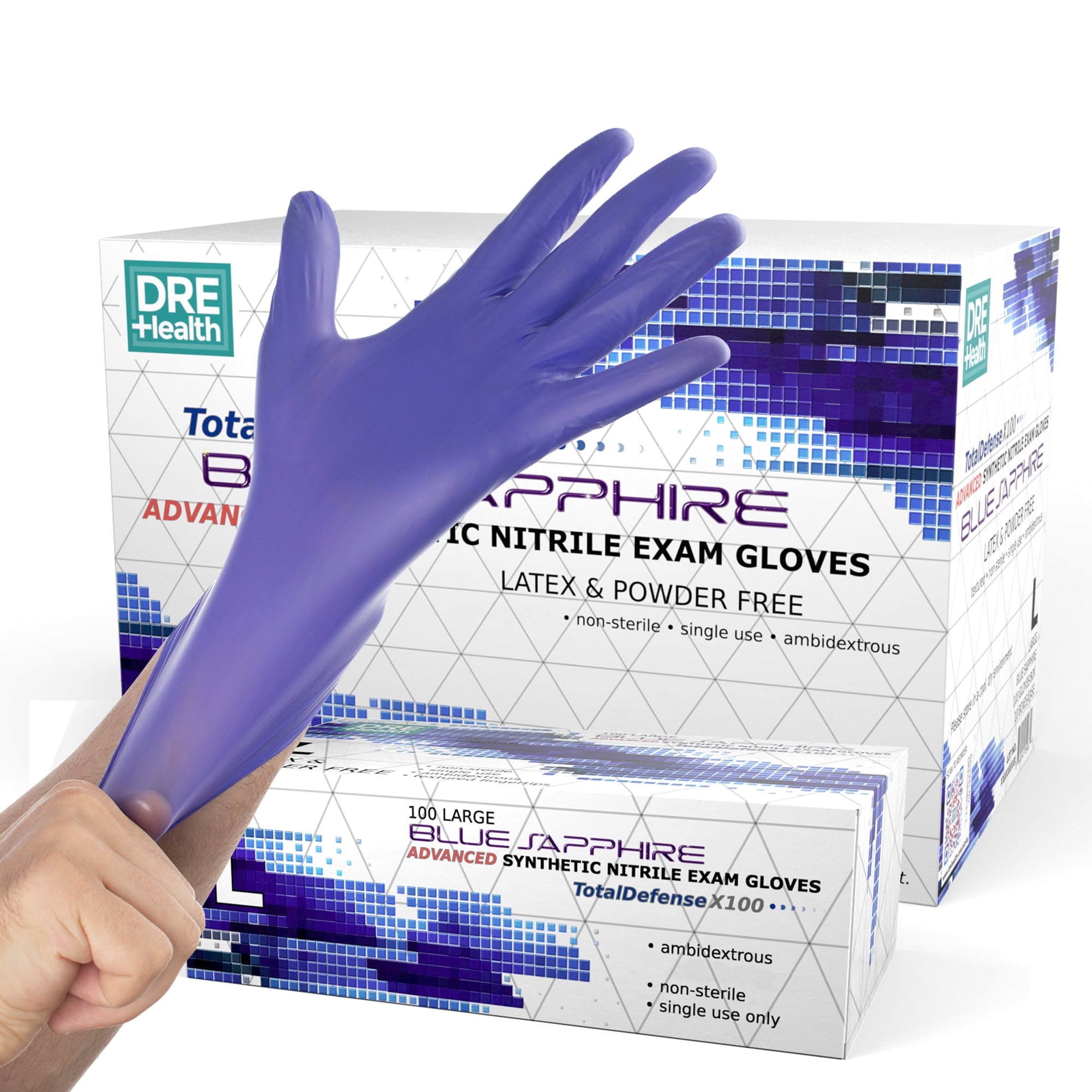 Dre Health Synthetic Nitrile Gloves Large, 1000 Count Disposable