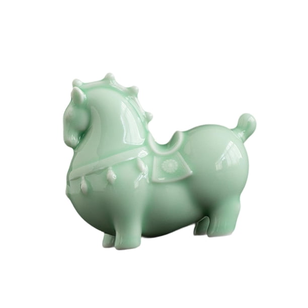 Estatua de caballo de cerámica, figura de caballo, escultura, arte coleccionable, adorno artesanal para Cabeza abajo