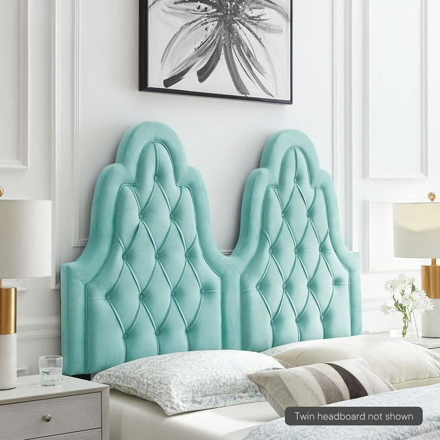 Modway Augustine Tête de Lit Simple Capitonnée en Velours de Performance, Menthe