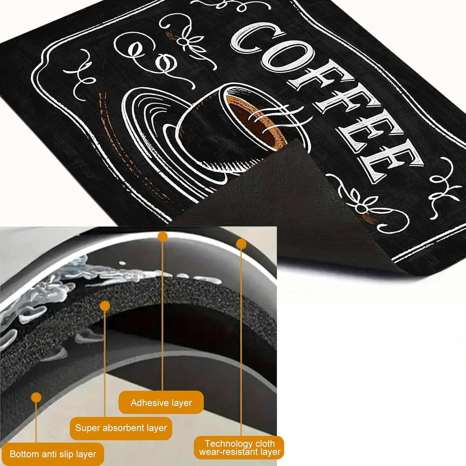 Stove Top Covers for Electric Stove 28x20 Inch Heat Resistant Countertop Protector Glass Cooktop Covers Dish Drying Mat RV Range Top Pad Coffee Chalkboard Design