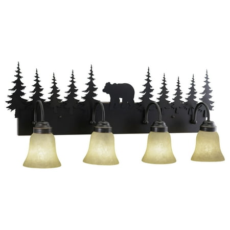 

Vaxcel Bozeman 4 Light Bronze Rustic Bear Bathroom Vanity Fixture