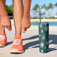 thumbnail image 2 of 20oz Green Christmas Snowflake Pattern Skinny Tumblers Stainless Steel Tumbler with Lid and Straw,Vacuum Insulated Double Wall Travel Tumbler Cups with Cleaning Brush for Coffee,Tea, 2 of 6