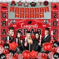 thumbnail image 6 of Graduation Decorations 2025, 43 Pieces Red Graduation Decorations Set with Balloons, Banner, Backdrop, Hanging Swirls, Porch Sign, Balloons, Foil Number 2025 for High School & College Celebrations, 6 of 7