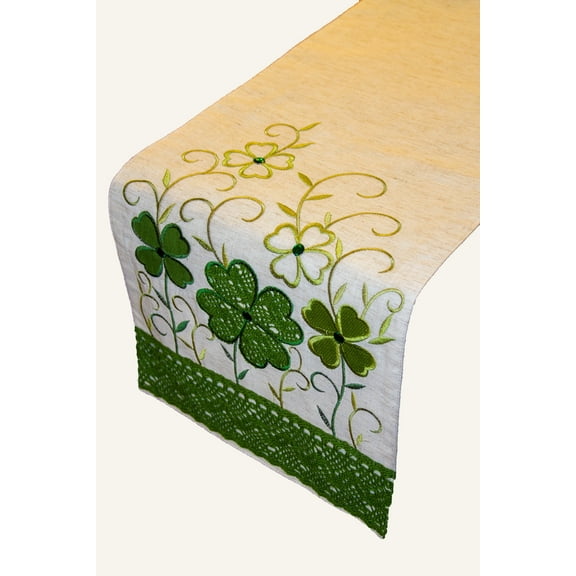 Saint Patrick's Crochet Clover 100% Polyester Table Runner