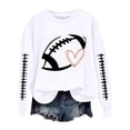 thumbnail image 2 of Football Game Day Sweatshirt for Women Trendy FootBall Heart Graphic Print Pullover Shirt Fall Casual Crew Neck Long Sleeve Mom Shirts Women Soft Loose Sweatshirt Daily Wear, White L, 2 of 6