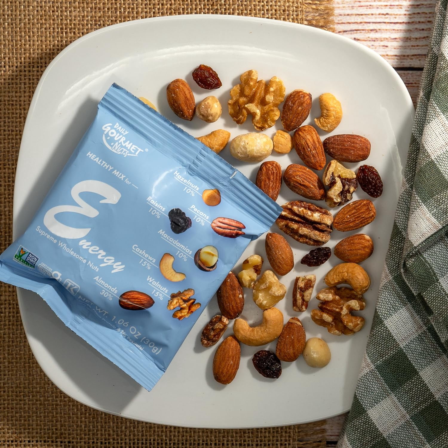 Daily Gourmet Nuts - Energy Mix | 24 Packs | Healthy Trail mix Individual Packs | Premium Nuts & Dry Fruit | Gluten-Free | Non-GMO | Nuts Individual Packs