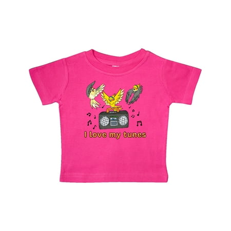 

Inktastic I Love My Tunes Dancing Cockatiels with Radio Gift Baby Boy or Baby Girl T-Shirt