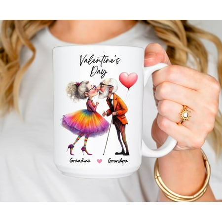 

Valentine s Day Ceramic Mug Gift for Grandma and Grandpa Heart Coffee Cup Love Tea Mug Anniversary Present Kitchen Decor Ceramic Mug 15Oz