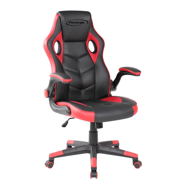 ViscoLogic NITRO X Ergonomic Gaming Reclining Swivel Home Office Adjustable Computer Chair (Black & Red)